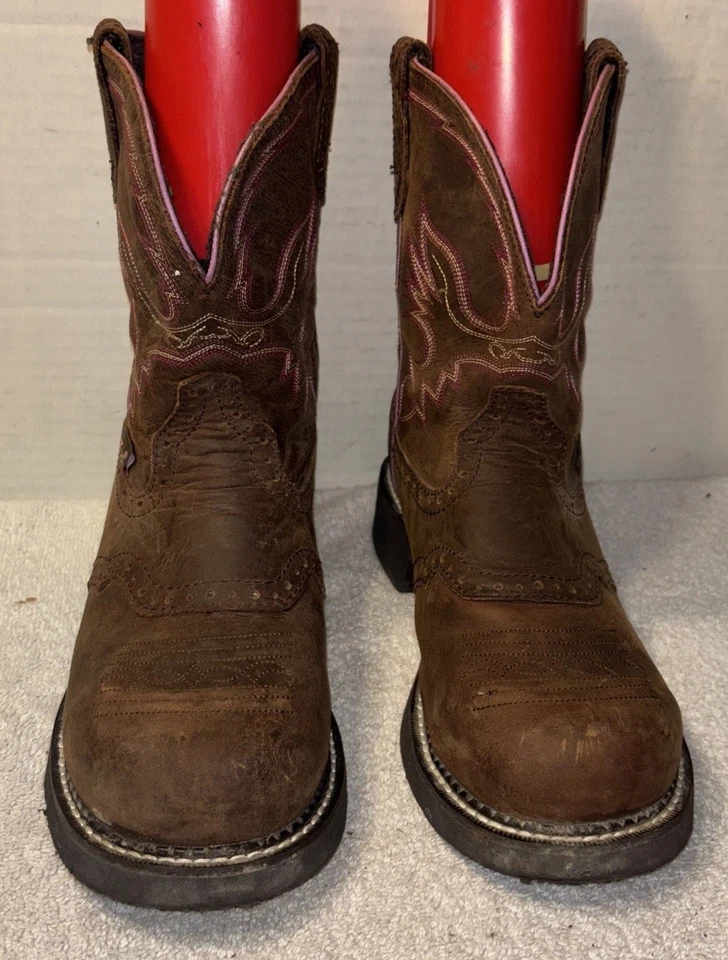 Botas de Vaquero Justin Gypsy Mujer Trabajo Talla 9B Marrón/Rosa Puntera de Acero Estilo WKL9980 Foto 1 de 4
