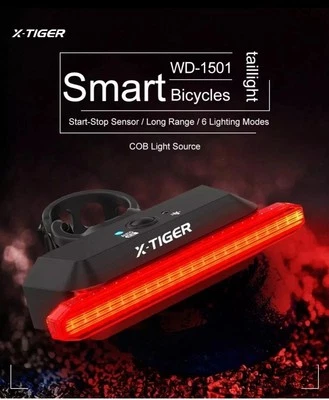 Bike Rear Light Smart Brake Sensing Light Bicycle LED Charging Taillight Cycling - Image 1 of 4