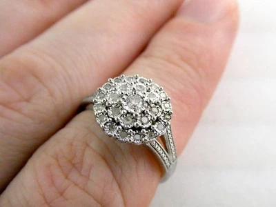 UD Designer Sterling Silver Lab Grown Diamond Cluster Ring 925 Size 7 3.9g - Image 1 of 4