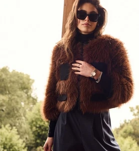 Zara Limited Edition Faux Fur Jacket Brandy Size S Ref 5194/901 - Picture 1 of 7