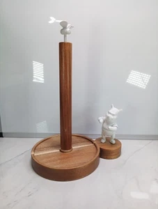 Disney Parks Winnie The Pooh Paper Towel Holder White & Wood With BEE - Picture 1 of 5