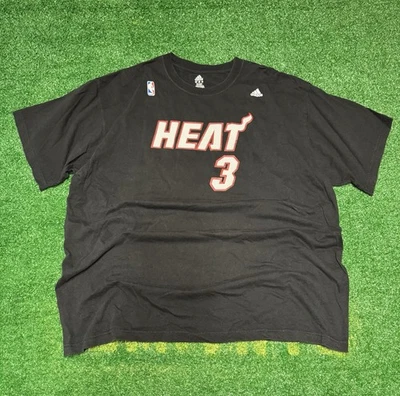 Camisa Miami Heat Adidas Dwayne Wade #3 negra y roja para hombre talla 2XL Foto 1 de 4