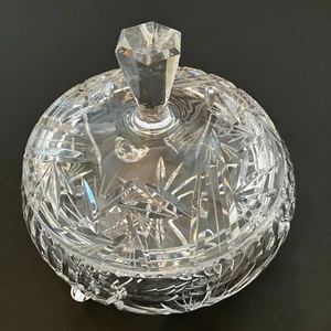 Vintage German Crystal Candy Dish/Bowl with Lid Approx 7” Dia. 2.5” Deep- Footed - Picture 1 of 10