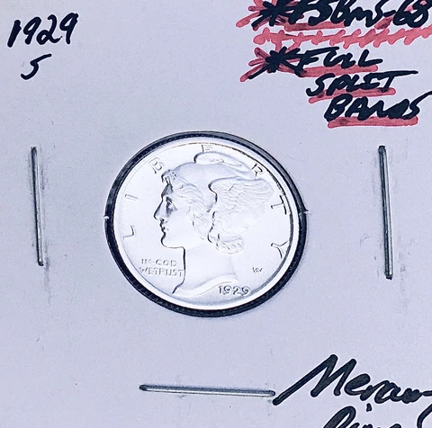 1929-S Mercury Dime, FULL Split Bands, Superb Gem BU++ FSB, RARE This Nice! Cover