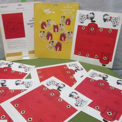 FIREHOUSE FUN vtg Nut Cups 1976 set of 6 six Hallmark birthday party favor  - Image 1 of 3