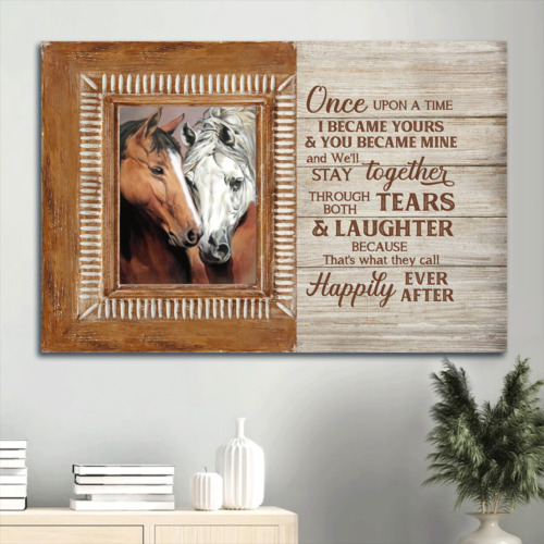 Family Poster Beautiful horse, Brown window Poster Gift for members family- O...