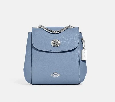 ☂️🍄Coach☄️MINI☄️Трансформируемый рюкзак серебро/васильк C5677 новый с Ярлыками - Изображение 1 из 4