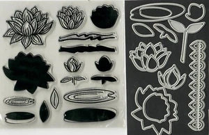 STAMP SET "LOVELY LILY PAD" with LILY PAD DIES - Picture 1 of 3