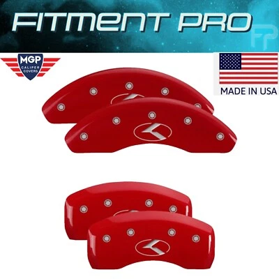 Juego de cubiertas de pinza rojas MGP para KIA Soul Forte grabadas círculo delantero y trasero K rojo Foto 1 de 4