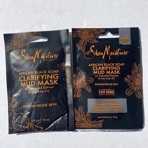 SHEA MOISTURE AFRICAN BLACK SOAP CLARIFYING MUD MASK 2~15ml ACNE PRONE SKIN - Picture 1 of 2