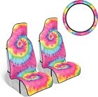 Carbella Rainbow Tie-Dye Car Seat Covers, 2 Pack Hippie Boho Front Seat Covers