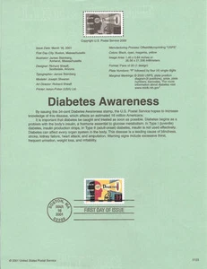 #0123 34c Diabetes Awareness #3503 Souvenir Page - Picture 1 of 1