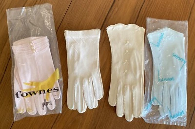 4 pr. - Luvas de tecido curtas/punho vintage - Ultra Doe, Fownes, Hansen - Imagem 1 de 4