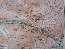 Paris France City Plan Seine River Notre Dame Louvre 1892 Meyer color litho map