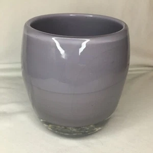 Glass.ful Votive Candle Holder Dark Lavender Purple Swirls Blown Glassy Style - Picture 1 of 8