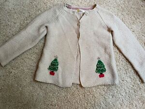 Mini Boden Christmas tree Cardidan Toddler girls, 2-3 years, Cream
