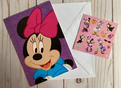 Minnie Mouse Happy Birthday Card Disney Sweetest Birthday Ever + Stickers New - Image 1 of 4