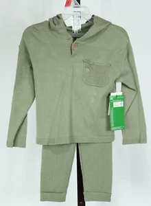 Toddler Boy 2 Piece Green Long Sleeve Hoodie Pants Outfit Set Size 2T NEW - Picture 1 of 4