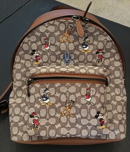Disney x Coach Charter Backpack Signature Textile Jacquard Mickey Mouse Friends - Picture 1 of 9