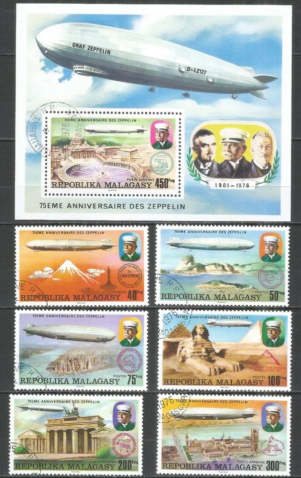 Madagascar / Malagasy 1976 used stamps airship - Image 1 of 1