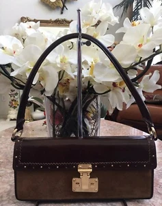 NWT Ann Taylor Beige Brown Suede Leather Rectangular Small Hobo Shoulder Bag $88 - Picture 1 of 8