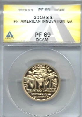 2019-S $1 American Innovators GA  ANACS Authenticated PF 69 Dollar - Image 1 of 2