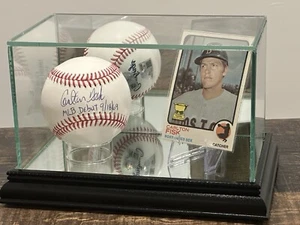 Carlton Fisk Autographed Baseball Display w/1973 All Star Rookie Card - Picture 1 of 4