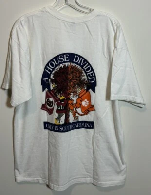 Clemson Tigers x South Carolina Gamecocks House Divided Shirt Adult XL White Fan - Image 1 of 4