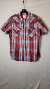 Levi’s Men’s Large Red Modern Plaid Pearl Snap Western Shirt Standard Fit - Picture 1 of 8