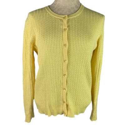 Large David Brooks Yellow Button Down Cardigan Cable Knit Women's - Image 1 of 4