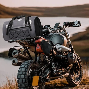 Motorcycle Tail Bag 50L Expandable Travel Luggage Rack Bag Multifunctional Gray - Picture 1 of 16