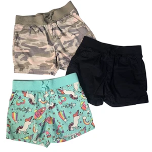 Childrens Place Girls Lot/3 Stretch Waist Pullon Shorts Sz 8 Unicorns Camo Black - Picture 1 of 10