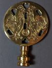Vintage Brass Lamp Finial Engraved Mirror-image Roosters 2.75" Taiwan