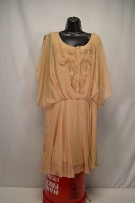 Vestido Haute Hippie Flutter Manga 100% Seda Cor Taupe Tamanho Médio Novo com etiquetas - Imagem 1 de 4