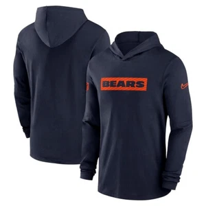 Felpa con cappuccio Chicago Bears Nike Sideline performance maglietta manica lunga NFL nuova con etichette - Foto 1 di 3