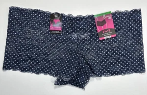 MAIDENFORM Sexy Must Haves Lace Boyshort Panty Blue Polka Dot DMCLBS Women L/7 - Picture 1 of 3