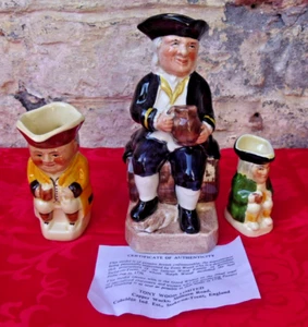 3 Tony Wood Staffordshire Pottery Toby Jugs Admiral lord Howe Yellow Green Coats - Picture 1 of 14