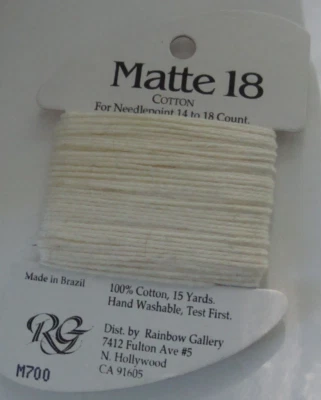 NEW Rainbow Gallery Matte 18 Cotton Thread Needlepoint Cross Stitch M700 Brazil - Image 1 of 4