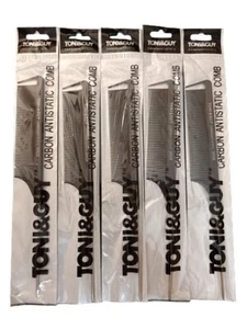 5 pcs Toni & Guy Carbon Antistatic Barber Stylist Tail Comb Steel 06926 - Picture 1 of 6