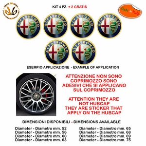 Adesivi coprimozzo alfa romeo sticker for hubcap auto moto print pvc 6 pz. - Picture 1 of 3