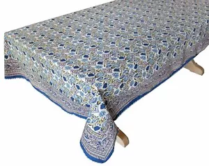 "Mantel impreso en bloque manual - Tulip Jaal - 70"" x 108" - Imagen 1 de 3