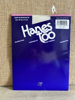 Pantimedias transparentes Hanes Too Control Top de colección, 1994 #136 CD punta reforzada con perlas Foto 1 de 3