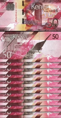 Kenya 50 Shillings 2019, UNC, 10 Pcs LOT, Consecutive, P-52 - Image 1 of 4