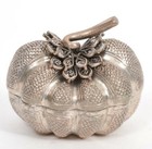 Cambodian 900 Silver Trinket Box Pumpkin Shaped, Solid Stem, 55 grams