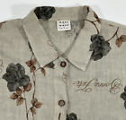 Chemisier vintage en lin Marc Ware taille Petite chemise à boutons floraux en lin fabriqué aux États-Unis