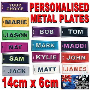 NUMBER PLATE CUSTOM NOVELTY PERSONALISED SIGN DOOR PLAQUE 14cm x 6cm METAL Gift - Picture 1 of 19