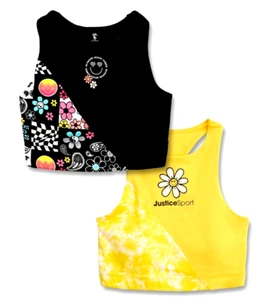 NWT Justice Girls 2 Pack “Oh So Soft” Sports Bras~Smiley Flower~Size 32/36/34 - Picture 1 of 6