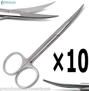 10 Pcs Premium Iris Scissors Curved 4.5" Dental Veterinary Surgical Instruments - Picture 1 of 5
