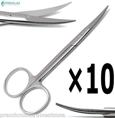 10 Pcs Premium Iris Scissors Curved 4.5" Dental Veterinary Surgical Instruments - Image 1 of 4