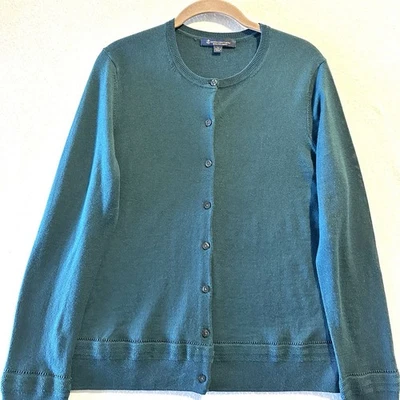 Brooks Brothers L Large Merino Wool Cardigan Sweater Button Front Hunter Green - Image 1 of 4